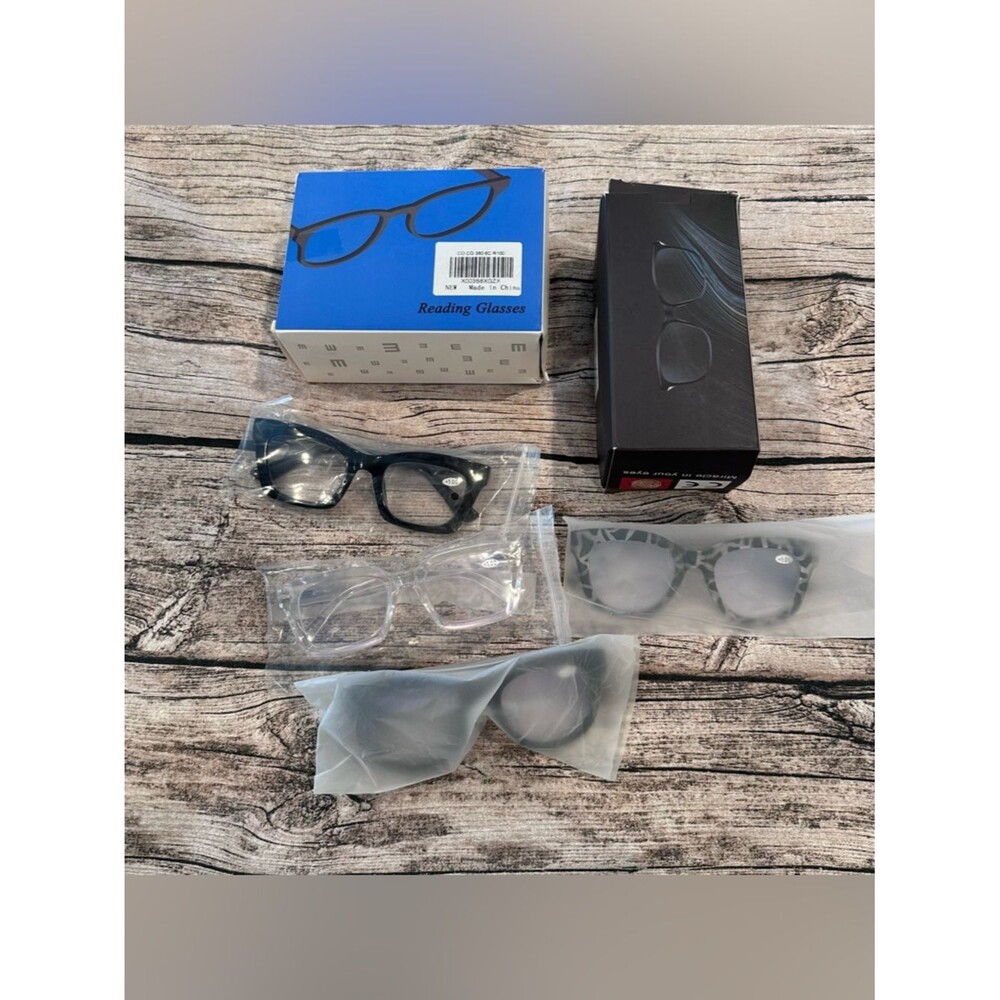 Lot of 14 pairs Amazon Brand New Assorted Oversized Reading Glasses +1.0